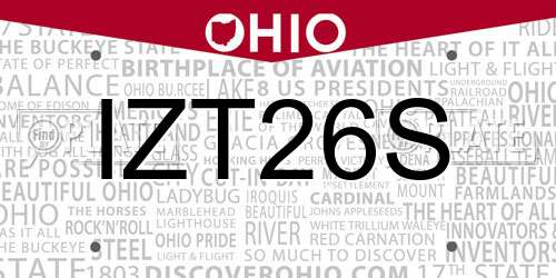 IZT26S Ohio License Plate