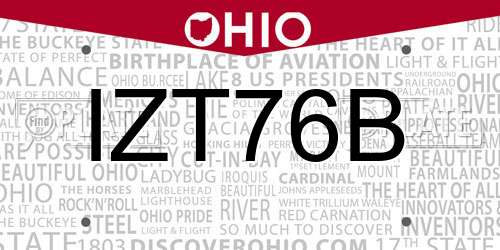 IZT76B Ohio License Plate