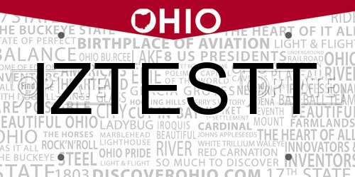 IZTESTT Ohio License Plate