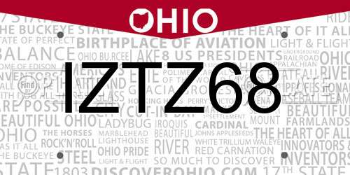 IZTZ68 Ohio License Plate