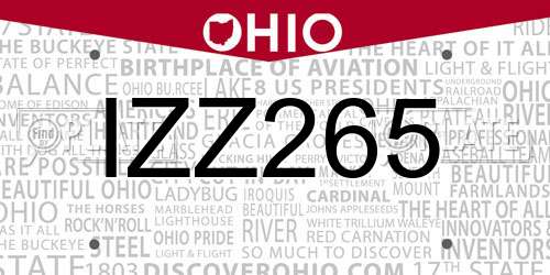 IZZ265 Ohio License Plate