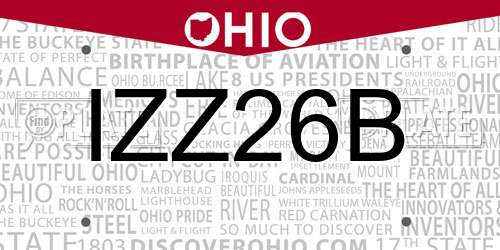 IZZ26B Ohio License Plate