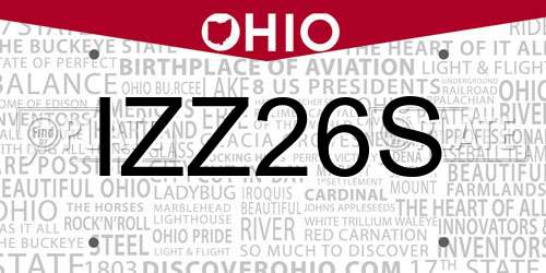 IZZ26S Ohio License Plate
