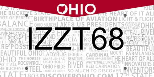 IZZT68 Ohio License Plate