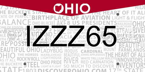 IZZZ65 Ohio License Plate