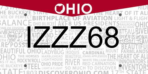IZZZ68 Ohio License Plate