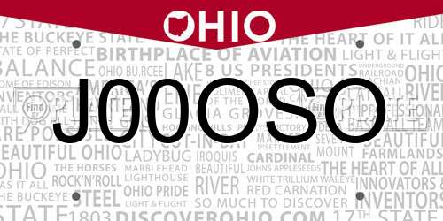 J00OSO Ohio License Plate