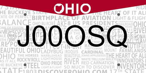 J00OSQ Ohio License Plate