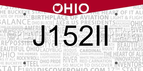 J152II Ohio License Plate