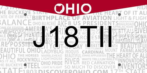 J18TII Ohio License Plate