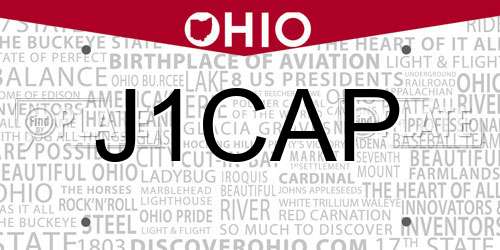 J1CAP Ohio License Plate