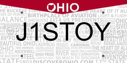 J1STOY Ohio License Plate