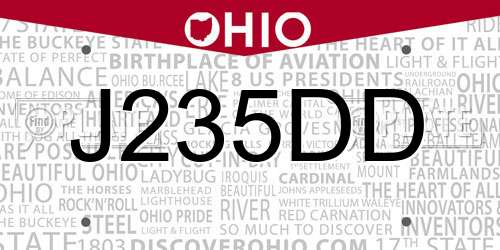 J235DD Ohio License Plate