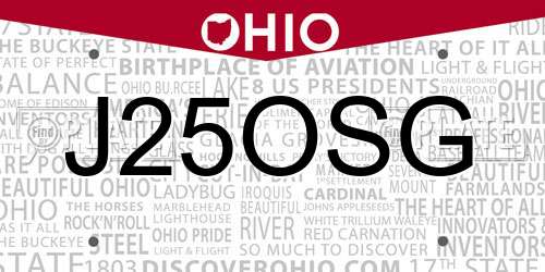 J25OSG Ohio License Plate