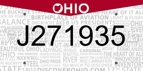 J271935 Ohio License Plate
