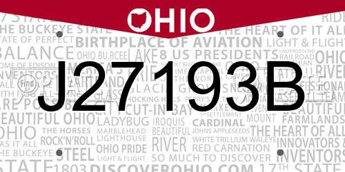 J27193B Ohio License Plate
