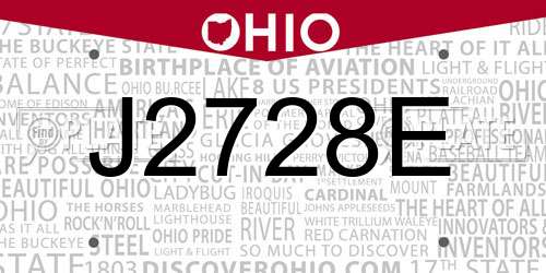 J2728E Ohio License Plate