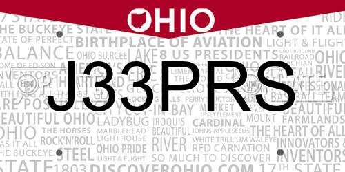 J33PRS Ohio License Plate
