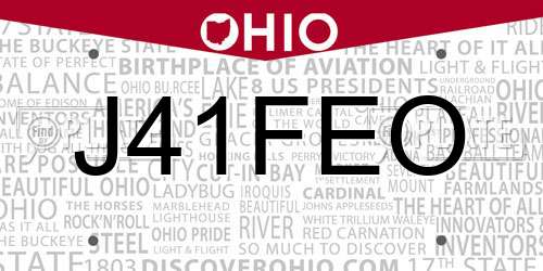J41FEO Ohio License Plate