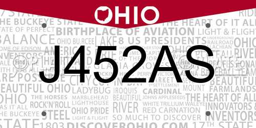 J452AS Ohio License Plate