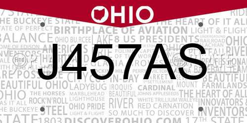 J457AS Ohio License Plate