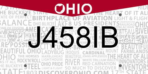J458IB Ohio License Plate