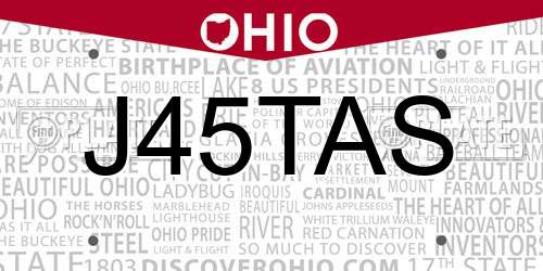 J45TAS Ohio License Plate