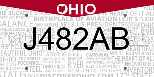 J482AB Ohio License Plate