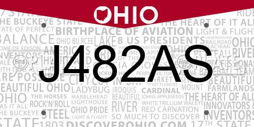 J482AS Ohio License Plate