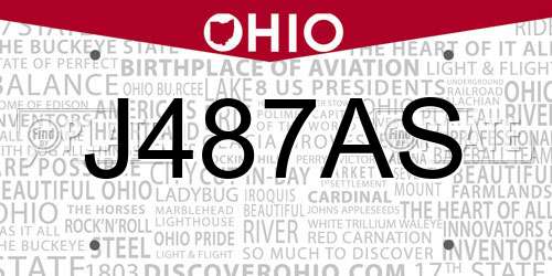 J487AS Ohio License Plate