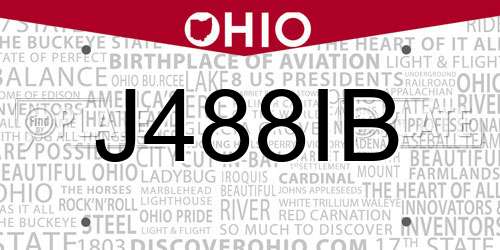 J488IB Ohio License Plate