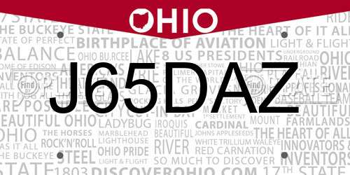 J65DAZ Ohio License Plate