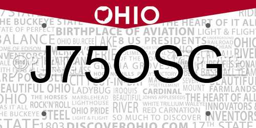 J75OSG Ohio License Plate