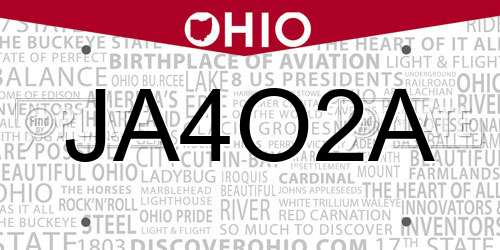 JA4O2A Ohio License Plate