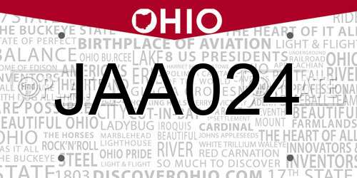 JAA024 Ohio License Plate