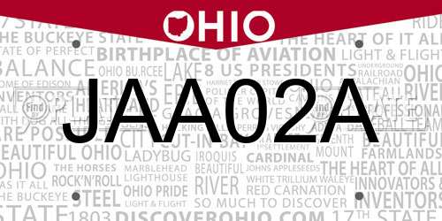 JAA02A Ohio License Plate