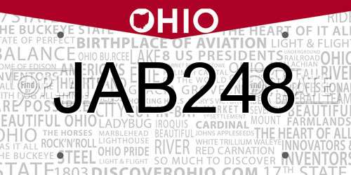 JAB248 Ohio License Plate