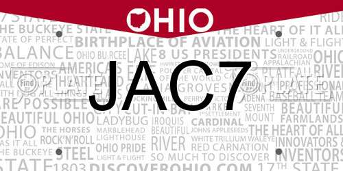 JAC7 Ohio License Plate