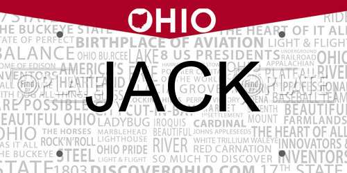 JACK Ohio License Plate