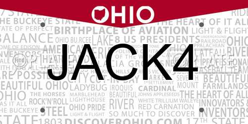 JACK4 Ohio License Plate