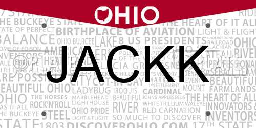 JACKK Ohio License Plate