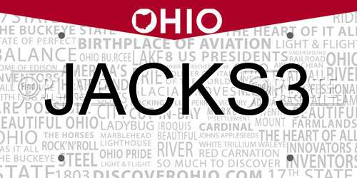 JACKS3 Ohio License Plate