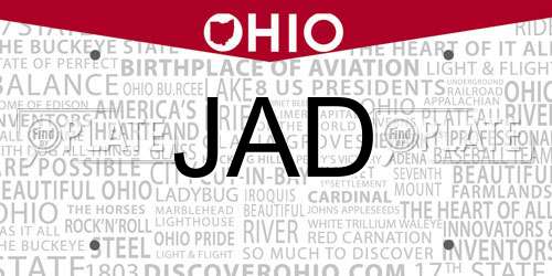 JAD Ohio License Plate