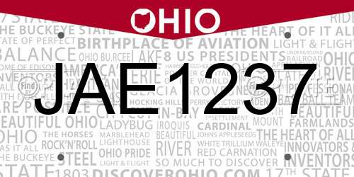 JAE1237 Ohio License Plate