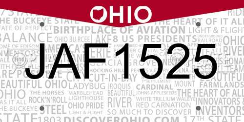 JAF1525 Ohio License Plate