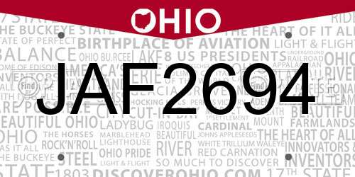 JAF2694 Ohio License Plate
