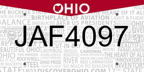 JAF4097 Ohio License Plate