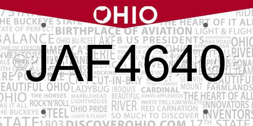 JAF4640 Ohio License Plate