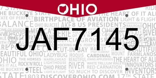 JAF7145 Ohio License Plate