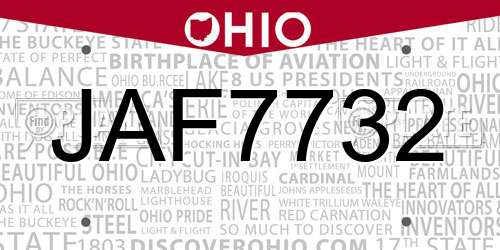JAF7732 Ohio License Plate